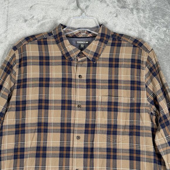 Toad & Co Shirt Mens XL Brown Blue Plaid Button Down Casual Heritage Gorpcore - Picture 4 of 8